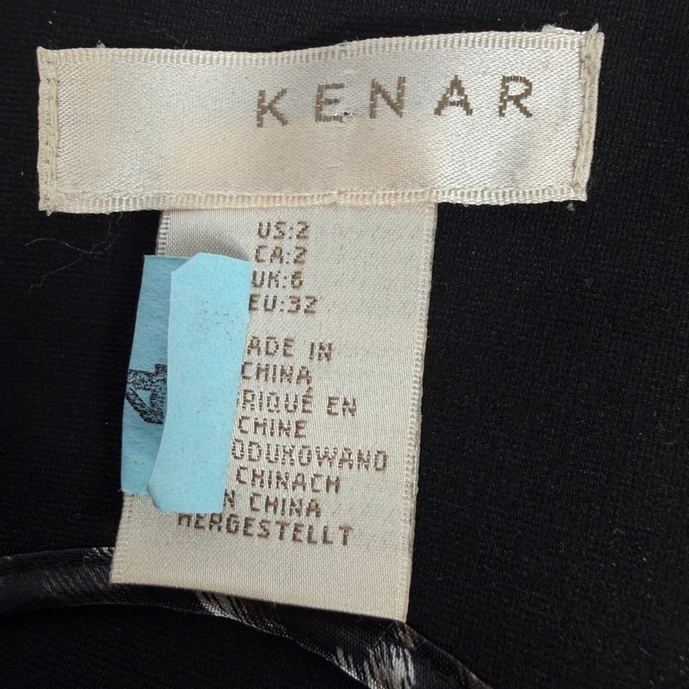 Kenar Black Sleeveless Sheath Dress Pleated Front Career Cocktail US 8 - Picture 4 of 5